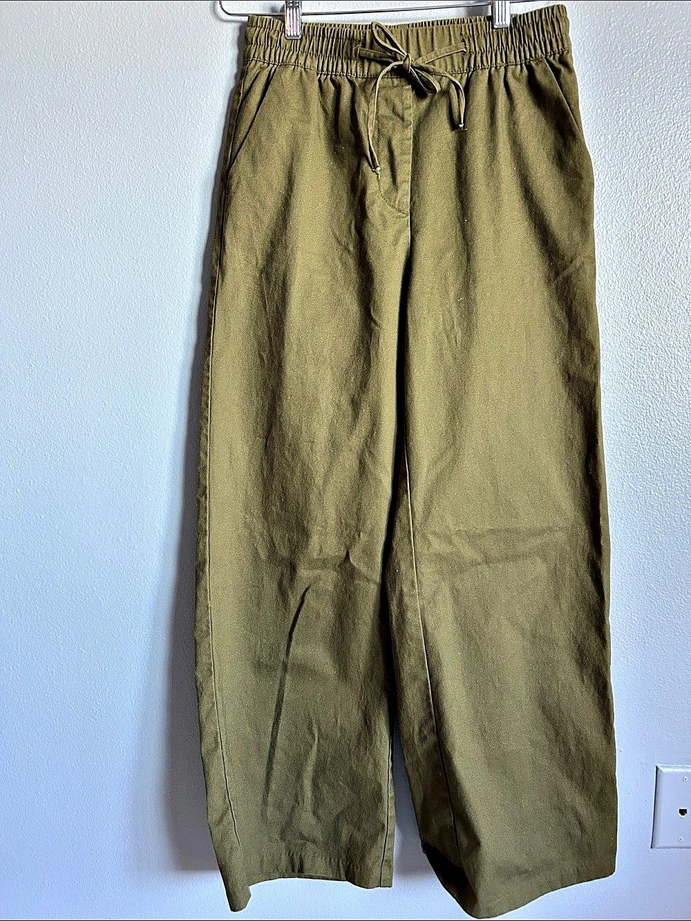 H&M Wide Leg Pants in Green Size Medium (4)
